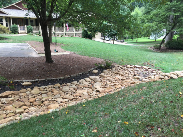 river rock in the landscape means no water